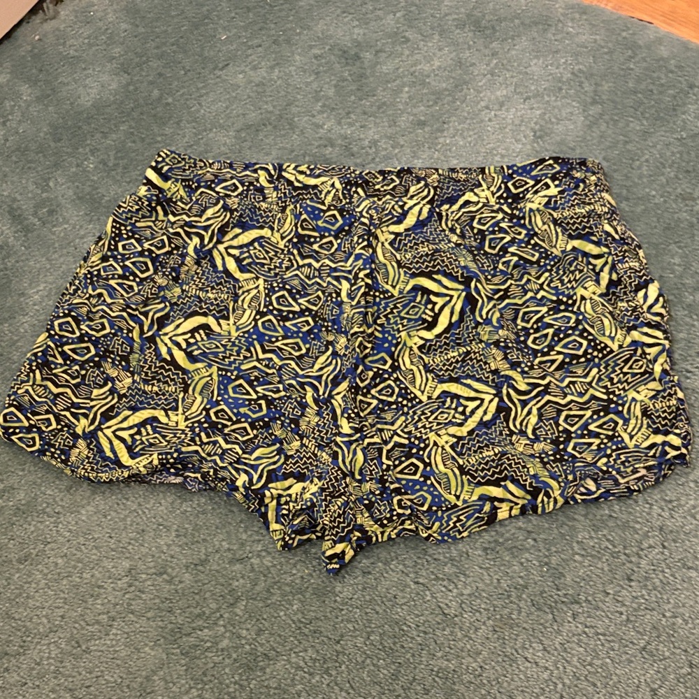 Cato Blue and Yellow Patterned Women Shorts - Picture 3 of 3